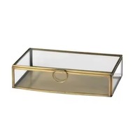 Vitrine en verre antique pour le rangement et l'exposition de bijoux, boîte à bijoux moderne en laiton métallique pour bagues, cadeaux, bijoux et maquillage