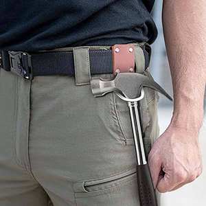 Porte-marteau en cuir véritable avec boucle en acier pour charpentiers, électriciens et travailleurs de la construction. - Product Image 3