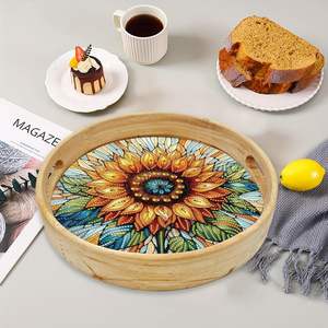 Bandeja de Servir de Madera Hecha a Mano con Asas, Diseño Tradicional, Ligera, de Alta Calidad para Ramadán, Bodas y Decoración del Hogar - Product Image 2