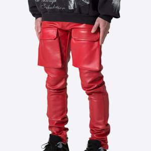 กางเกงคาร์โก้หนังแฟชั่นสำหรับผู้ชาย-ทนทานสวมใส่สบายเหมาะสำหรับใส่ในชีวิตประจำวันและการผจญภัยที่ทนทาน - Product Image 3