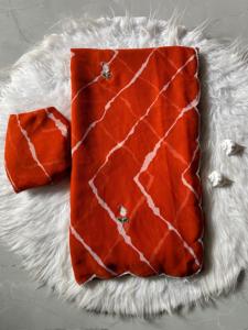 Collection de saris en tissu imprimé numérique Pure Georgette Bandhani - Product Image 5