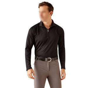 Sous-vêtement de base pour l'équitation pour homme, couleur unie noire, mélange de polyester/spandex hautement extensible, séchage rapide, anti-odeur, body shaper équestre - Product Image 1