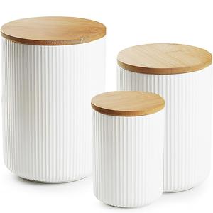 Sage Green Ribbed Kitchen Canister Set with mango Lid Airtight Storage <b>Containers</b> for <b>Coffee</b> <b>Tea</b> <b>Sugar</b> Modern Pantry Food Bins - Product Image 2