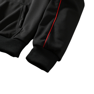 Sudadera con Capucha para Hombre, 100% Algodón, Talla Grande, Negra, Manga Larga, Estampado Gráfico, Ribete en Contraste, Bolsillo Canguro, Estilo Casual Urbano - Product Image 5