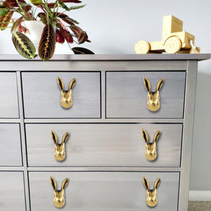 Acabado de latón Industrial hierro fundido conejo Animal gabinete cajón puerta tiradores manija armario tocador dormitorio sala de estar Cocina - Product Image 3