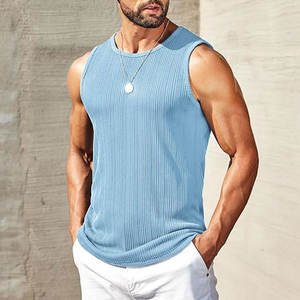 Camiseta sin mangas de alta calidad para hombre, ropa de fitness hecha de algodón de secado rápido con camiseta sin mangas de punto informal para hombre - Product Image 2