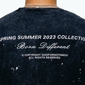 Nouveau style de t-shirt vintage délavé à l'acide avec impression de logo personnalisé t-shirts hip hop t-shirt court pour hommes - Product Image 3