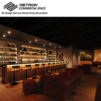 Conception complète de magasin : Bar et café haut de gamme sur le thème des jeux, mobilier sur mesure pour pubs de prestige, comptoir de bar en bois décoratif