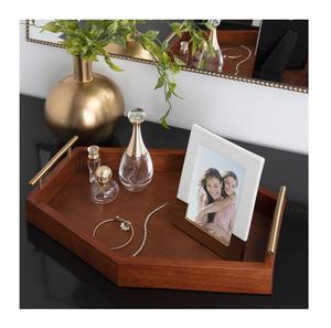 Hexagon Wooden Tray with Metal Handle Wholesaler Manufacturer - Product Image 4