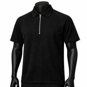 Polo Personalizado con Media Cremallera para Hombre, Manga Corta, Cuello con Cremallera, Venta al por Mayor, Fabricante OEM ODM - Product Image 1