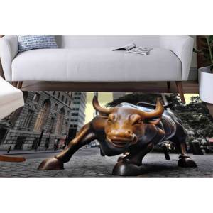 Charging Bull Modern Printed <b>Rug</b>, New York Bull Sculpture Landscape Design,<b>Chenille</b> <b>Rug</b> - Product Image 3
