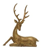 Sculpture animale de renne doré de luxe Art en métal pour pièce maîtresse de Table intérieure et cadeau de Noël Art en métal de cerf doré élégant
