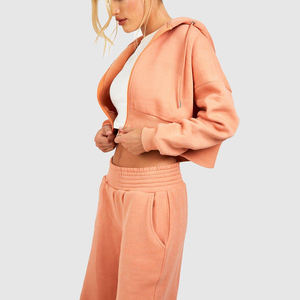 Sweat-shirts courts pour femmes, personnalisés avec logo, effet délavé, épais, style hip-hop, imprimés, en polyester/coton, grandes tailles, conception OEM, vente en gros - Product Image 4