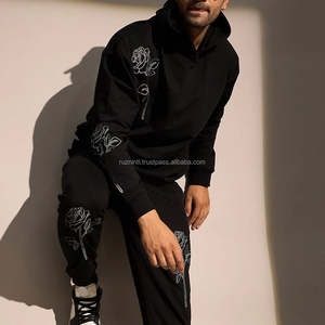 Ensemble de survêtement moderne style streetwear, sweat-shirt élégant et pantalon de jogging avec strass respirant pour hommes et femmes en hiver - Product Image 1