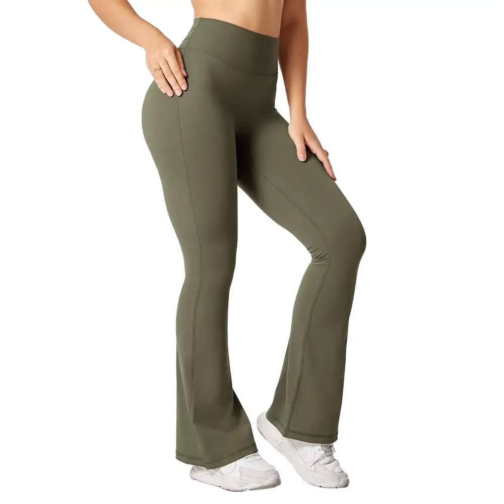 Bootcut Yoga Broek Met Zakken Voor Vrouwen Hoge Taille Losse Yoga Leggings Buikcontrole Werkbroek Voor Vrouwen Wijd Uitlopende Broek