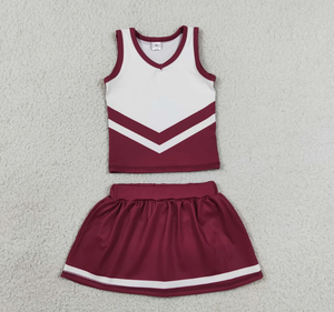 Baby Girls Maroon <b>Gold</b> Stripe Vest Top Skirt Shorts Team Yoga Active <b>Clothes</b> Sets - Product Image 5