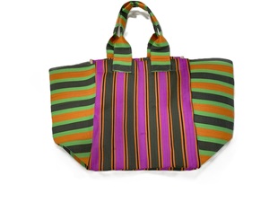 Bolsa de compras de nailon ecológica a rayas personalizada, bolsas de aseo cosméticas con cremallera reutilizables, bolsa de viaje tejida para la playa, etiqueta con el logotipo - Product Image 4