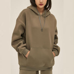 Sudadera con Capucha Personalizada para Hombre, de Algodón, Corte Regular, Hombros Caídos, Forro Polar Grueso, para Invierno, Color Liso - Product Image 1