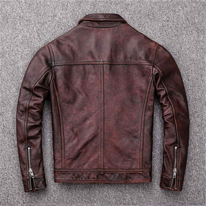 2025 New Premium Quality Men's Vintage Style Distressed Faded Genuine Cowhide Leather <b>Canvas</b> <b>Jacket</b> with Front Logo OEM Service - Product Image 4