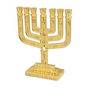 Customizable <b>Brass</b> Menorah Candle Stand with Gold Finish Home Decorative Christmas and Easter Holiday Decoration - Product Image 2