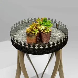 Bandeja de metal de diseño de lujo para servir aperitivos, bebidas y regalos con un estilo premium elegante y acabado duradero de la India - Product Image 1