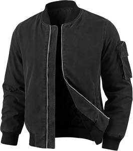 Blouson bomber vintage pour homme, écologique, lavé, chaud, décontracté, léger, rembourré, coupe-vent, pour l'automne et l'hiver - Product Image 1