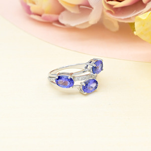 IGI Certificate 14k Solid Gold Diamond <b>Statement</b> <b>Ring</b> 2.38 CTW Genuine Tanzanite Engagement <b>Ring</b> Cocktail Bridal Fine Jewelry - Product Image 6