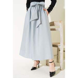 Jupe évasée à ceinture grise - Product Image 1