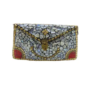 Beautiful Design Antique Metal Mosaic Clutch Bag Women Fancy Evening Bags for Party