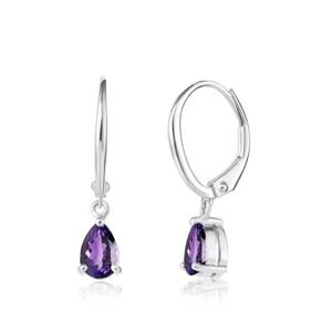 925 Sterling Silver Gold Plated Dangle <b>Earring</b> Natural Amethyst Stone 9X12mm Oval Shape For Wholesale Price & Surgyan Saini - Product Image 1