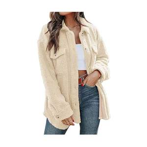 แจ็กเก็ตขนแกะเชอร์ปาสำหรับผู้หญิงอินเทรนด์ฤดูหนาวเสื้อโค้ทที่อบอุ่นมีกระเป๋าโอเวอร์ไซส์และกระดุมปิดเสื้อนอกให้ความอบอุ่นสำหรับฤดูหนาว/ฤดูใบไม้ร่วง - Product Image 2