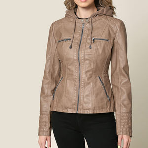 Women's New <b>Tops</b> Motorcycle Leather Jacket Wholesale Black Ladies Zipper Plus Size Women's Autumn Coat - Product Image 3