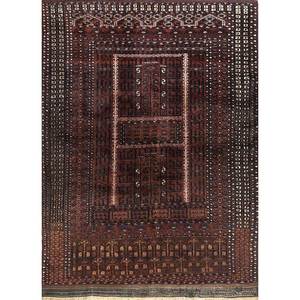 พรมขนสัตว์ถักมือสีเบจและสีน้ำตาลลายเรขาคณิตสำหรับห้องนั่งเล่น ใช้สำหรับละหมาดและทางเดิน ขนาดใหญ่-Paem-409 - Product Image 1