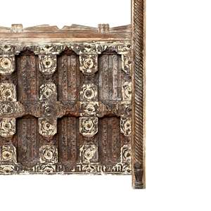 Durable Wood Carved Bar Counter with Stud Door & Floral Canopy for Home Bar Application - Product Image 6