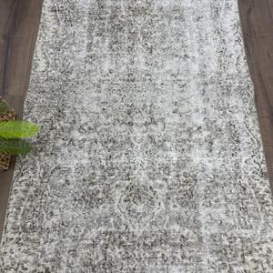 พรมวินเทจขนาด 3.7x7.1 ฟุต พรมขนสัตว์ลายดอกไม้สีเทาแบบตุรกี - Product Image 3