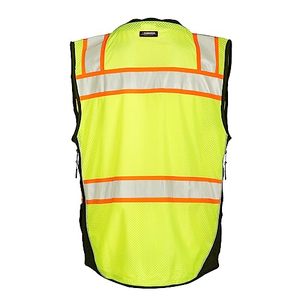 Gilet de sécurité haute visibilité Premium Black Series Lime respirant, léger, à séchage rapide, vêtements de travail pour hommes en nylon/polyester, personnalisable - Product Image 3