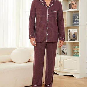 Custom Made <b>Men's</b> Silk <b>Sleeping</b> Suit Breathable Quick Dry Knitted Fabric 2-Piece Adult Size Quality Custom Design Wholesale - Product Image 2