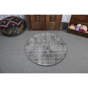 พรมขนาด 3.1x3.1 ฟุต, พรมวินเทจสไตล์ตุรกี, พรมขนสัตว์ลายสัตว์สีเทา - Product Image 3