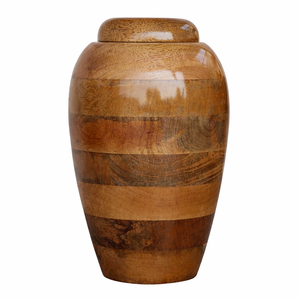 <b>Tall</b> Hand Turned Wooden Urn With Rich Natural Grain Polished Surface Secure Lid And Graceful Memorial Form - Product Image 5