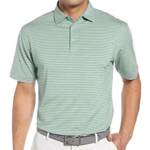 Logo personnalisé brodé imprimé sur toute la surface par sublimation 88% polyester 12% spandex rayure hommes t-shirt polo de golf - Product Image 6