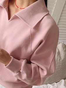 Lupin Felt Loose Sweatshirt <b>Red</b> Color Women Plain Dyed 100% Cotton Sweatshirts Custom Sweatshirt Wholesale Cheap Breathable - Product Image 6