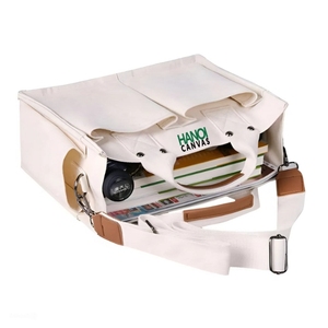 กระเป๋าผ้าแคนวาสแบบมีหูหิ้วทำจากผ้าฝ้ายเป็นมิตรกับสิ่งแวดล้อม12ออนซ์ใช้ซ้ำได้สำหรับไปโรงเรียนได้รับการรับรอง - Product Image 1