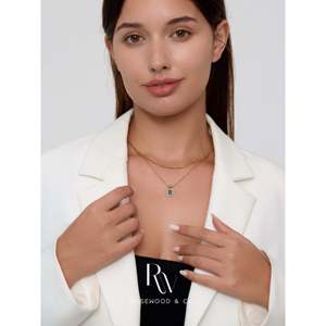 Collana con Pendente in Onice Anti-ossidazione e Pendente Quadrato Placcato Oro, Catena a Doppio Strato Stile Curb, Impilabile - Trendy - Product Image 6