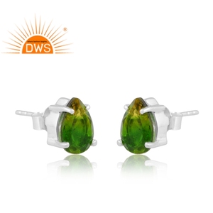 Última tendencia de plata de ley fina Bio cromo diópsido doblete cuarzo piedra preciosa Stud pendiente joyería personalizada para mujeres regalo para - Product Image 2