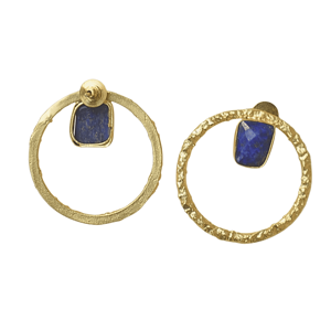 Pendientes de Latón de Moda para Exportación, con Piedras Semipreciosas Naturales, Textura Mate de Latón, Hipoalergénicos, Seguros de Usar, Alta Calidad - Product Image 5