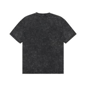 T-shirt 100% coton délavé à l'acide unisexe surdimensionné à manches courtes avec motif imprimé à col en O pour hommes - Product Image 4