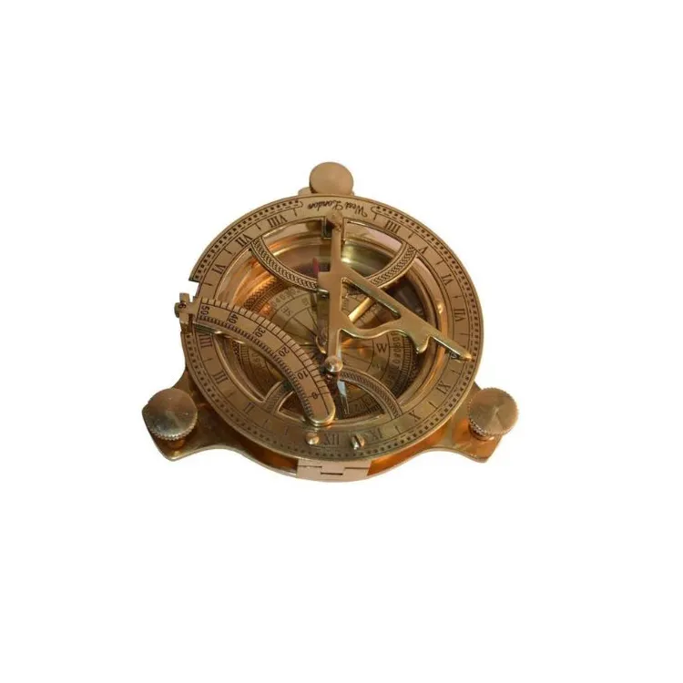 "Kompas Kuningan Padat Sundial buatan tangan: hadiah antik berukir kustom, tersedia untuk pembelian grosir."