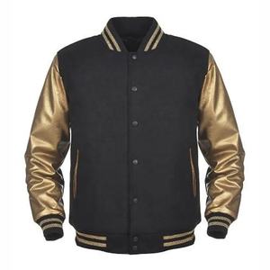 OEM de alta calidad de cuero dorado mangas parches hombres personalizado Letterman lana Varsity chaqueta con CollegeBaseballjacket para los hombres - Product Image 1