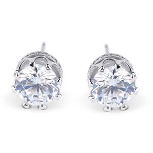 Jeulia Classic Crown Sterling <b>Silver</b> <b>Stud</b> Earrings with Diamond and Zircon - Product Image 1