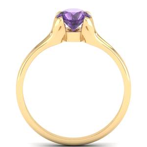 Bague en or massif 14 carats avec améthyste ronde taille brillant de 0,84 carat pour femme, bijoux fins, prix de gros usine REYES - Product Image 4